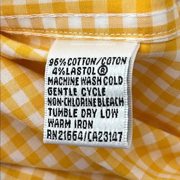 Talbots Buttercup Yellow Checked Button Down Shirt with Notched Collar - Picture 8 of 8